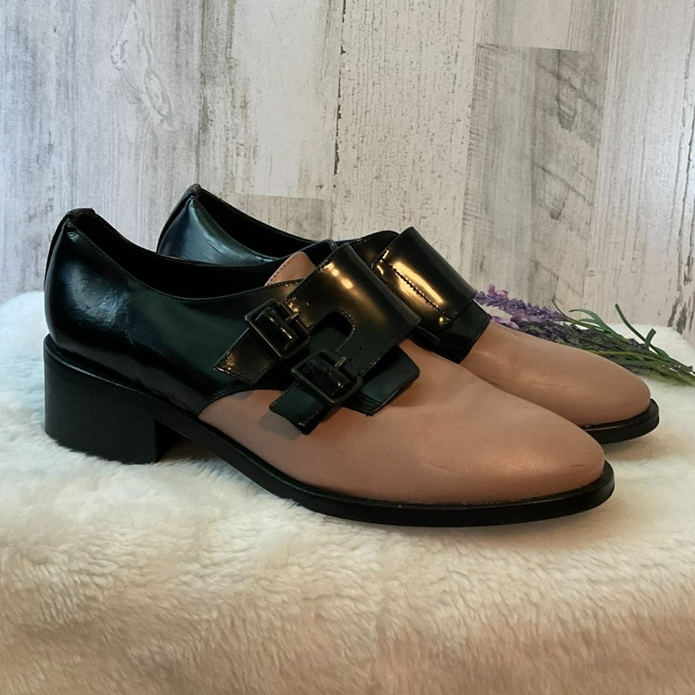 Alex + Alex Women's Size 9.5 EU Size 40 Loafers Pink & Black Shoes Flats Buckle